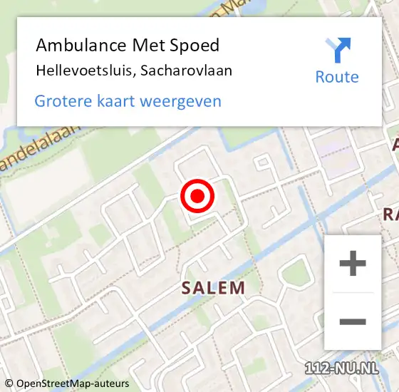 Locatie op kaart van de 112 melding: Ambulance Met Spoed Naar Hellevoetsluis, Sacharovlaan op 28 november 2022 12:39