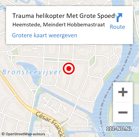 Locatie op kaart van de 112 melding: Trauma helikopter Met Grote Spoed Naar Heemstede, Meindert Hobbemastraat op 28 november 2022 12:49