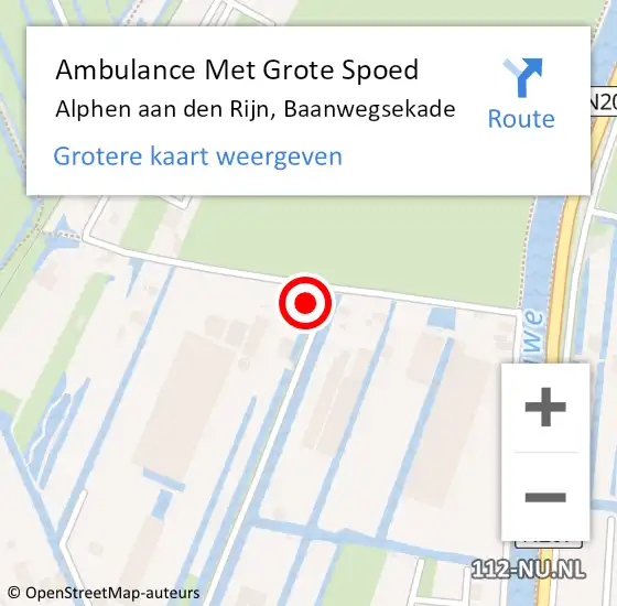 Locatie op kaart van de 112 melding: Ambulance Met Grote Spoed Naar Alphen aan den Rijn, Baanwegsekade op 28 november 2022 12:57