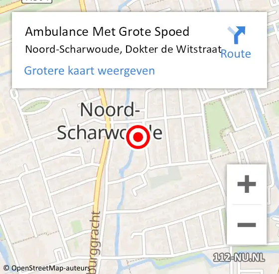 Locatie op kaart van de 112 melding: Ambulance Met Grote Spoed Naar Noord-Scharwoude, Dokter de Witstraat op 28 november 2022 12:59
