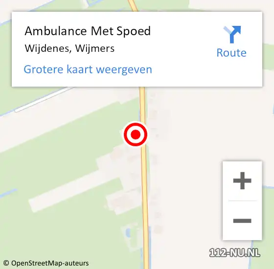 Locatie op kaart van de 112 melding: Ambulance Met Spoed Naar Wijdenes, Wijmers op 28 november 2022 13:07