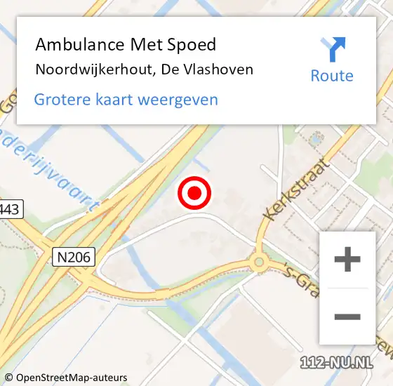 Locatie op kaart van de 112 melding: Ambulance Met Spoed Naar Noordwijkerhout, De Vlashoven op 28 november 2022 13:41