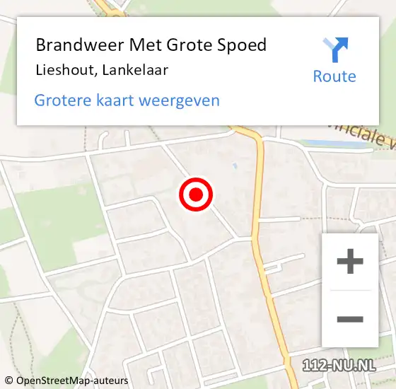 Locatie op kaart van de 112 melding: Brandweer Met Grote Spoed Naar Lieshout, Lankelaar op 28 november 2022 13:50