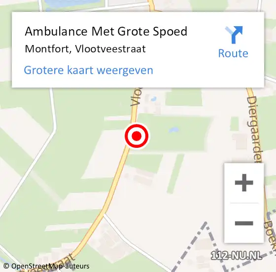 Locatie op kaart van de 112 melding: Ambulance Met Grote Spoed Naar Montfort, Vlootveestraat op 28 november 2022 14:36