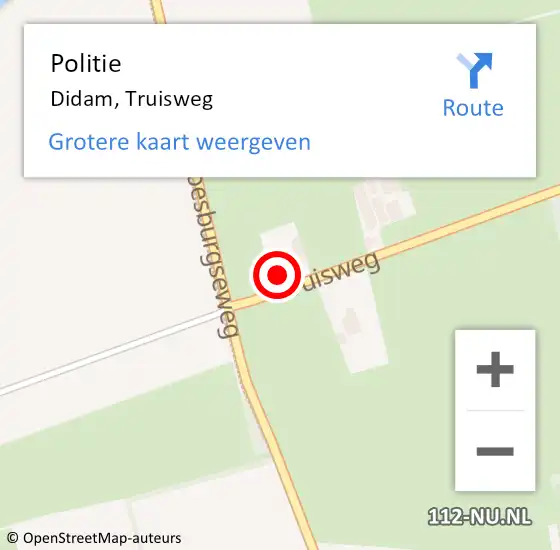 Locatie op kaart van de 112 melding: Politie Didam, Truisweg op 28 november 2022 14:36