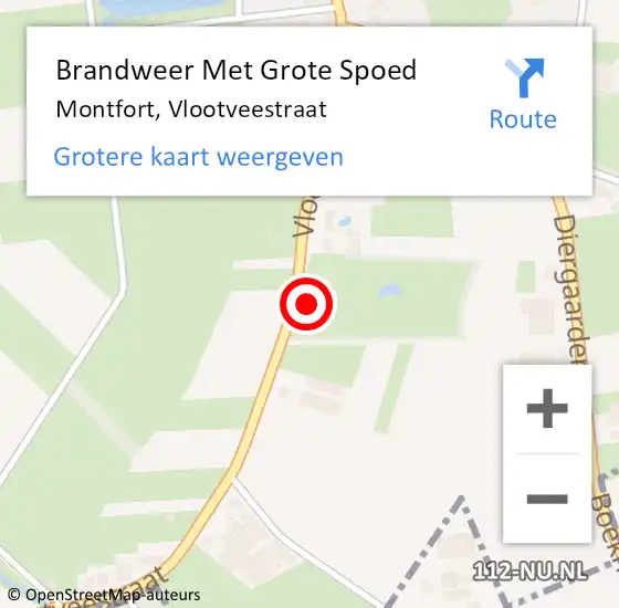 Locatie op kaart van de 112 melding: Brandweer Met Grote Spoed Naar Montfort, Vlootveestraat op 28 november 2022 14:38