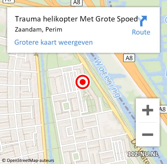 Locatie op kaart van de 112 melding: Trauma helikopter Met Grote Spoed Naar Zaandam, Perim op 28 november 2022 14:53