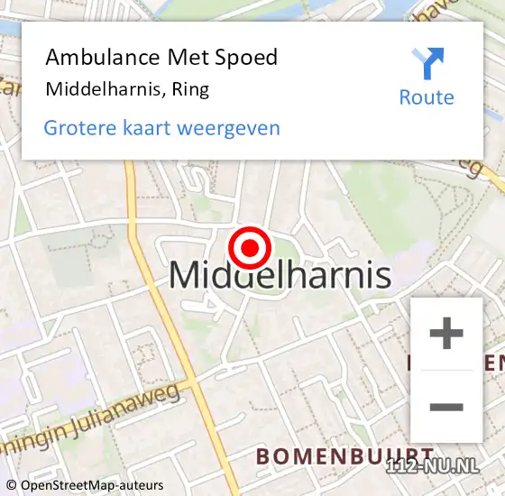 Locatie op kaart van de 112 melding: Ambulance Met Spoed Naar Middelharnis, Ring op 28 november 2022 15:05