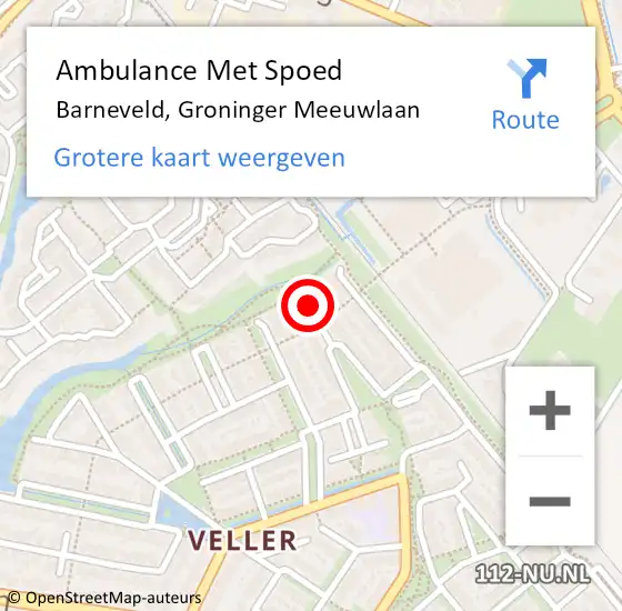 Locatie op kaart van de 112 melding: Ambulance Met Spoed Naar Barneveld, Groninger Meeuwlaan op 28 november 2022 15:21