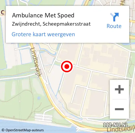 Locatie op kaart van de 112 melding: Ambulance Met Spoed Naar Zwijndrecht, Scheepmakersstraat op 28 november 2022 15:21