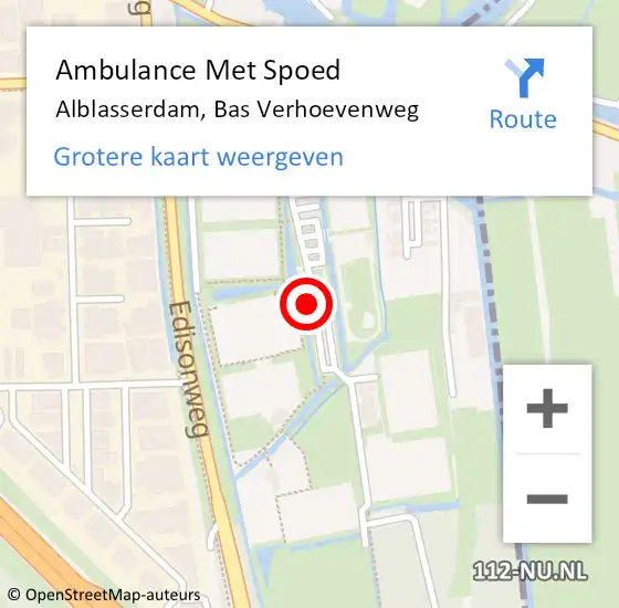 Locatie op kaart van de 112 melding: Ambulance Met Spoed Naar Alblasserdam, Bas Verhoevenweg op 28 november 2022 15:25