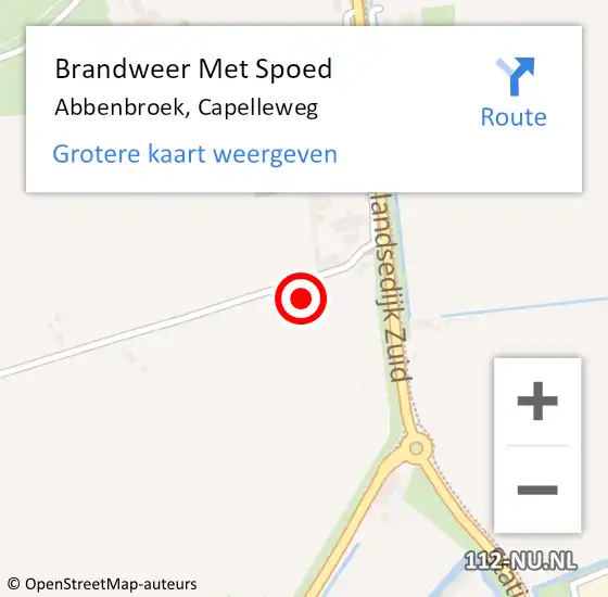 Locatie op kaart van de 112 melding: Brandweer Met Spoed Naar Abbenbroek, Capelleweg op 28 november 2022 15:27