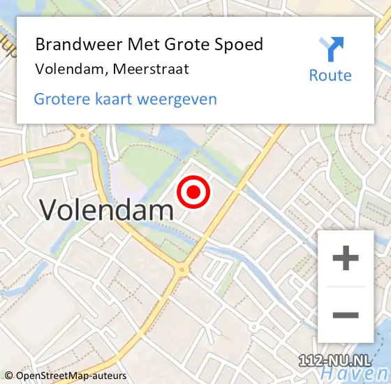 Locatie op kaart van de 112 melding: Brandweer Met Grote Spoed Naar Volendam, Meerstraat op 28 november 2022 15:43