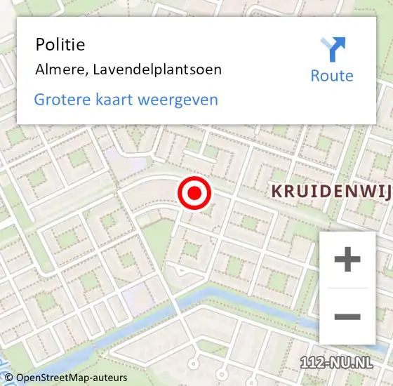 Locatie op kaart van de 112 melding: Politie Almere, Lavendelplantsoen op 28 november 2022 15:59