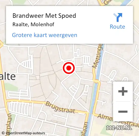 Locatie op kaart van de 112 melding: Brandweer Met Spoed Naar Raalte, Molenhof op 28 november 2022 16:04