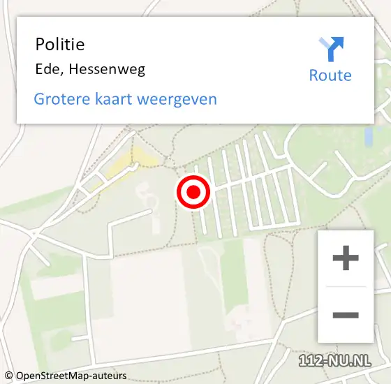 Locatie op kaart van de 112 melding: Politie Ede, Hessenweg op 28 november 2022 16:10