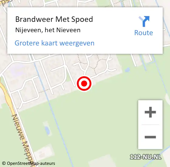 Locatie op kaart van de 112 melding: Brandweer Met Spoed Naar Nijeveen, het Nieveen op 28 november 2022 16:13