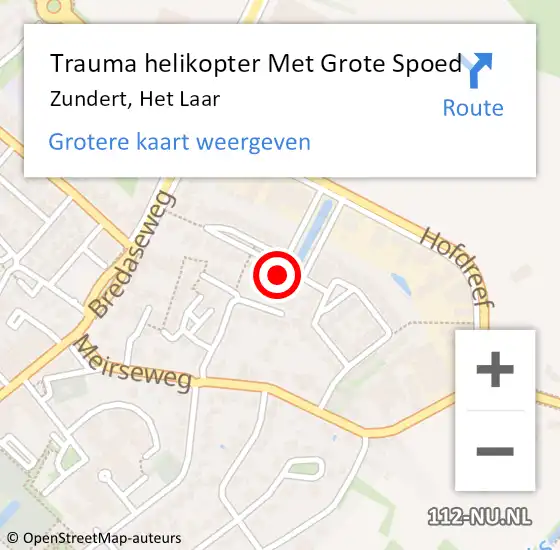 Locatie op kaart van de 112 melding: Trauma helikopter Met Grote Spoed Naar Zundert, Het Laar op 28 november 2022 16:14