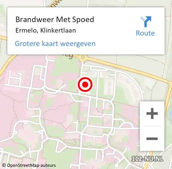 Locatie op kaart van de 112 melding: Brandweer Met Spoed Naar Ermelo, Klinkertlaan op 28 november 2022 16:19