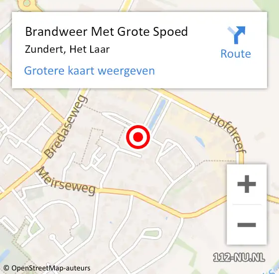 Locatie op kaart van de 112 melding: Brandweer Met Grote Spoed Naar Zundert, Het Laar op 28 november 2022 16:20