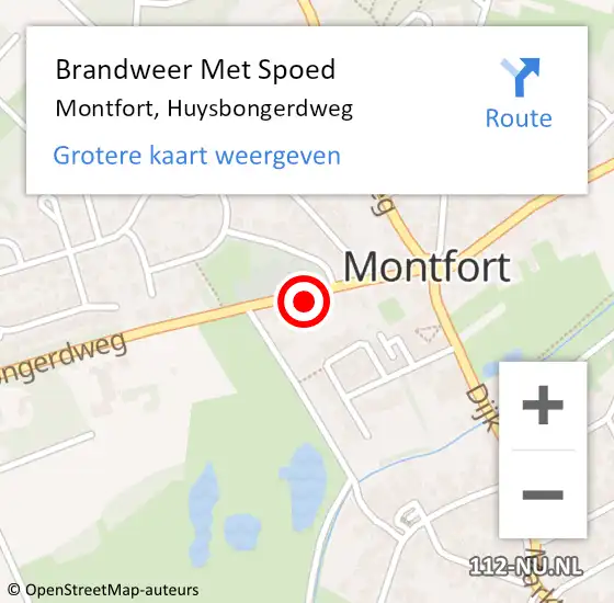 Locatie op kaart van de 112 melding: Brandweer Met Spoed Naar Montfort, Huysbongerdweg op 28 november 2022 16:35