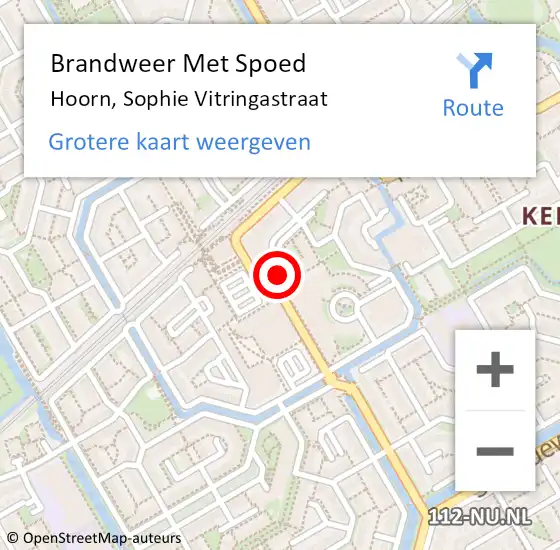 Locatie op kaart van de 112 melding: Brandweer Met Spoed Naar Hoorn, Sophie Vitringastraat op 28 november 2022 16:45