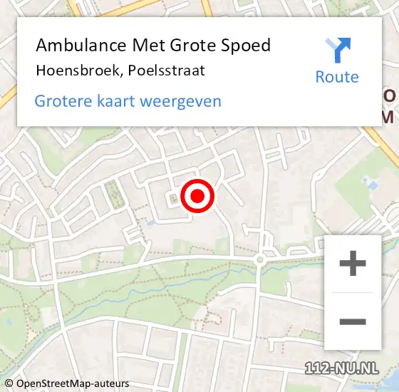 Locatie op kaart van de 112 melding: Ambulance Met Grote Spoed Naar Hoensbroek, Poelsstraat op 6 augustus 2014 14:47