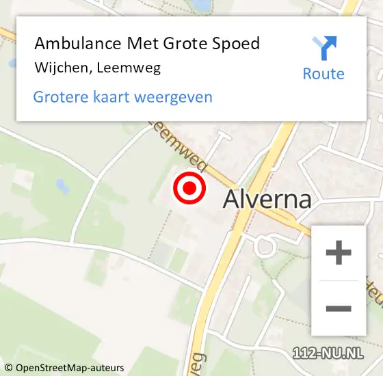 Locatie op kaart van de 112 melding: Ambulance Met Grote Spoed Naar Wijchen, Leemweg op 28 november 2022 17:03