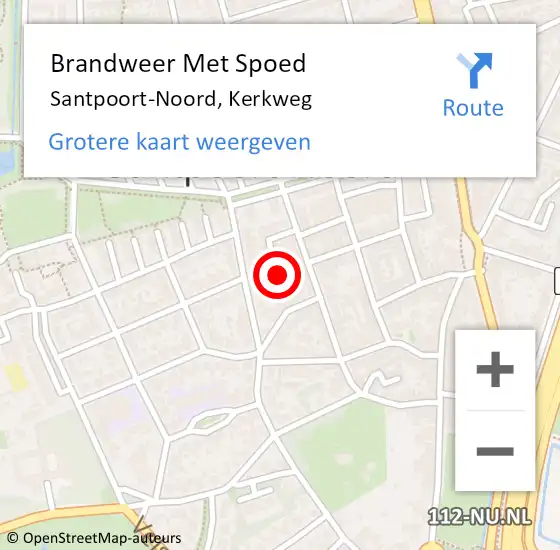 Locatie op kaart van de 112 melding: Brandweer Met Spoed Naar Santpoort-Noord, Kerkweg op 28 november 2022 17:04