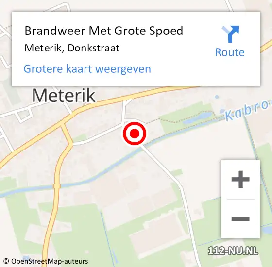 Locatie op kaart van de 112 melding: Brandweer Met Grote Spoed Naar Meterik, Donkstraat op 28 november 2022 17:06