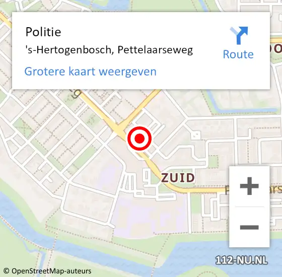 Locatie op kaart van de 112 melding: Politie 's-Hertogenbosch, Pettelaarseweg op 28 november 2022 17:13