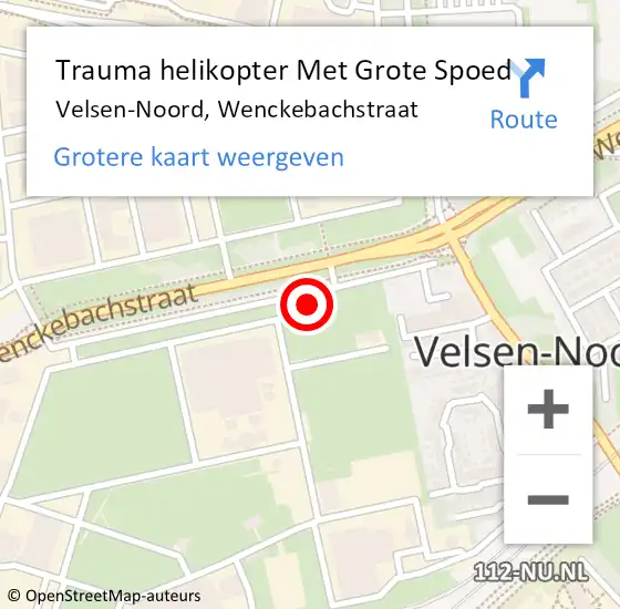 Locatie op kaart van de 112 melding: Trauma helikopter Met Grote Spoed Naar Velsen-Noord, Wenckebachstraat op 28 november 2022 17:18
