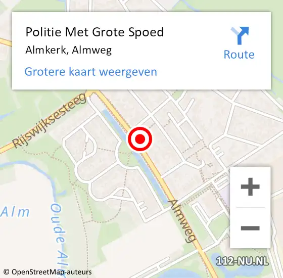 Locatie op kaart van de 112 melding: Politie Met Grote Spoed Naar Almkerk, Almweg op 28 november 2022 17:24