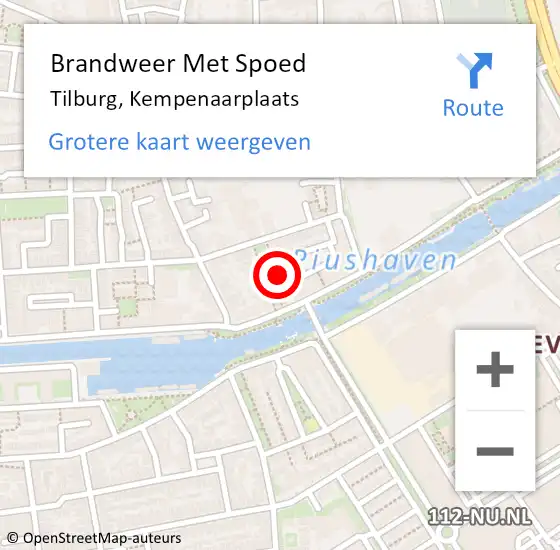 Locatie op kaart van de 112 melding: Brandweer Met Spoed Naar Tilburg, Kempenaarplaats op 28 november 2022 17:26