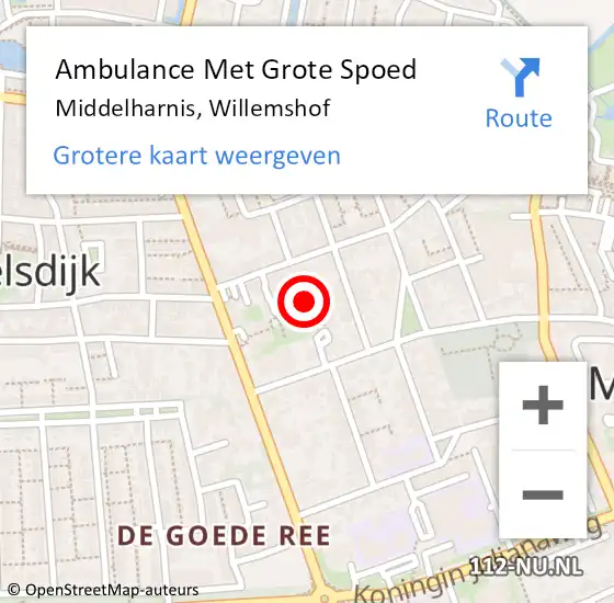 Locatie op kaart van de 112 melding: Ambulance Met Grote Spoed Naar Middelharnis, Willemshof op 28 november 2022 17:35