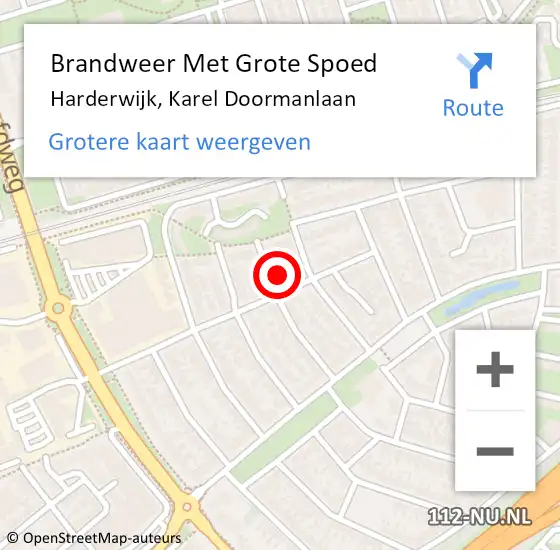 Locatie op kaart van de 112 melding: Brandweer Met Grote Spoed Naar Harderwijk, Karel Doormanlaan op 28 november 2022 17:36