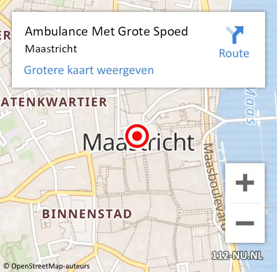 Locatie op kaart van de 112 melding: Ambulance Met Grote Spoed Naar Maastricht op 28 november 2022 17:53