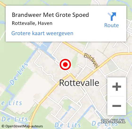 Locatie op kaart van de 112 melding: Brandweer Met Grote Spoed Naar Rottevalle, Haven op 28 november 2022 18:00