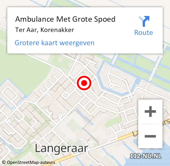 Locatie op kaart van de 112 melding: Ambulance Met Grote Spoed Naar Ter Aar, Korenakker op 28 november 2022 18:06