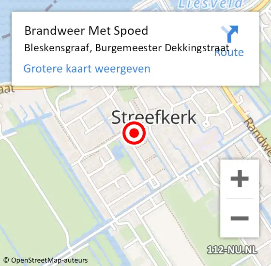 Locatie op kaart van de 112 melding: Brandweer Met Spoed Naar Bleskensgraaf, Burgemeester Dekkingstraat op 28 november 2022 18:43