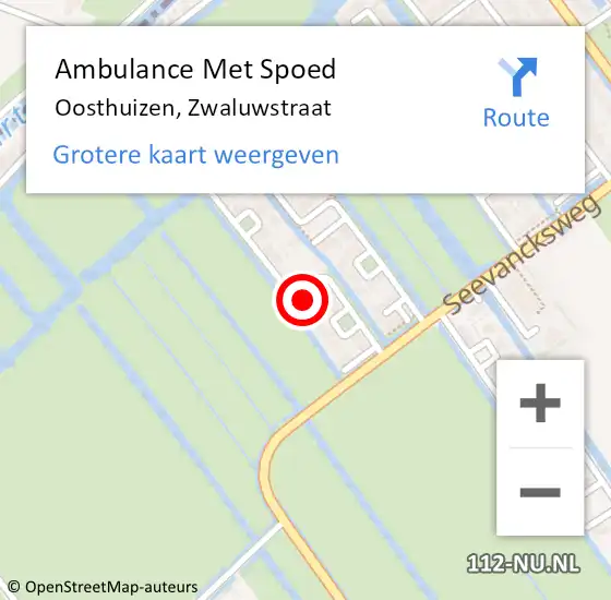 Locatie op kaart van de 112 melding: Ambulance Met Spoed Naar Oosthuizen, Zwaluwstraat op 28 november 2022 18:55