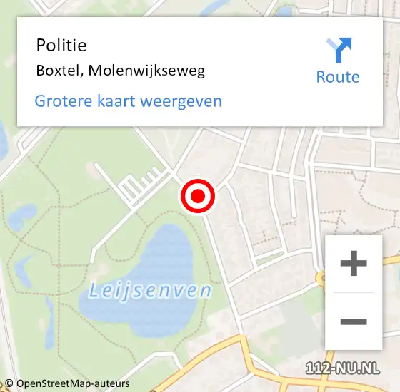 Locatie op kaart van de 112 melding: Politie Boxtel, Molenwijkseweg op 28 november 2022 19:00