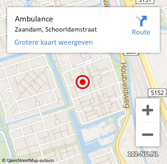 Locatie op kaart van de 112 melding: Ambulance Zaandam, Schoorldamstraat op 28 november 2022 19:01