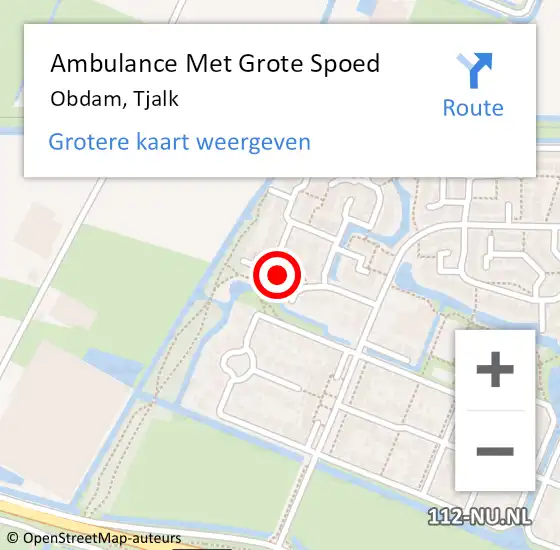 Locatie op kaart van de 112 melding: Ambulance Met Grote Spoed Naar Obdam, Tjalk op 28 november 2022 19:03