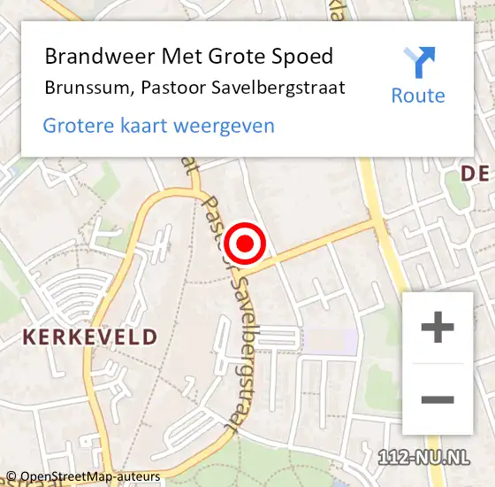 Locatie op kaart van de 112 melding: Brandweer Met Grote Spoed Naar Brunssum, Pastoor Savelbergstraat op 28 november 2022 19:14