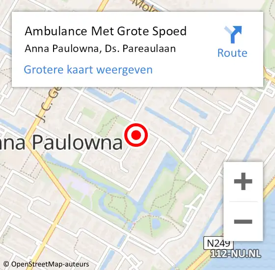 Locatie op kaart van de 112 melding: Ambulance Met Grote Spoed Naar Anna Paulowna, Ds. Pareaulaan op 28 november 2022 19:22