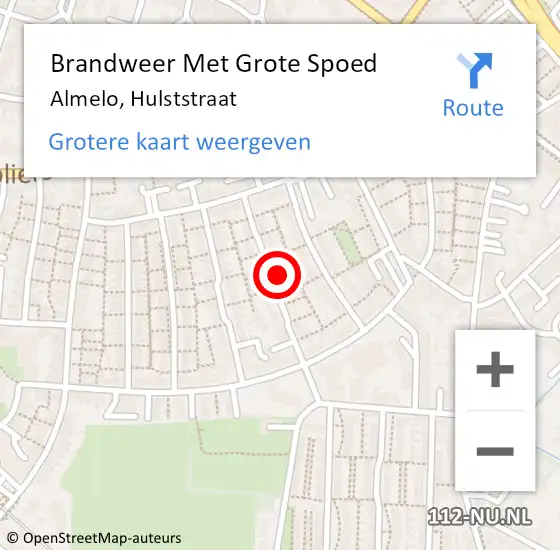 Locatie op kaart van de 112 melding: Brandweer Met Grote Spoed Naar Almelo, Hulststraat op 28 november 2022 19:31