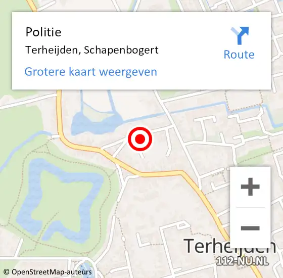 Locatie op kaart van de 112 melding: Politie Terheijden, Schapenbogert op 28 november 2022 19:32