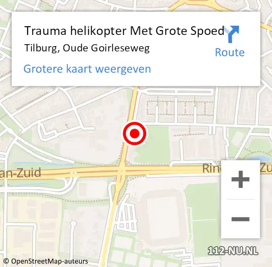 Locatie op kaart van de 112 melding: Trauma helikopter Met Grote Spoed Naar Tilburg, Oude Goirleseweg op 28 november 2022 19:34