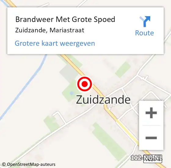 Locatie op kaart van de 112 melding: Brandweer Met Grote Spoed Naar Zuidzande, Mariastraat op 28 november 2022 19:37